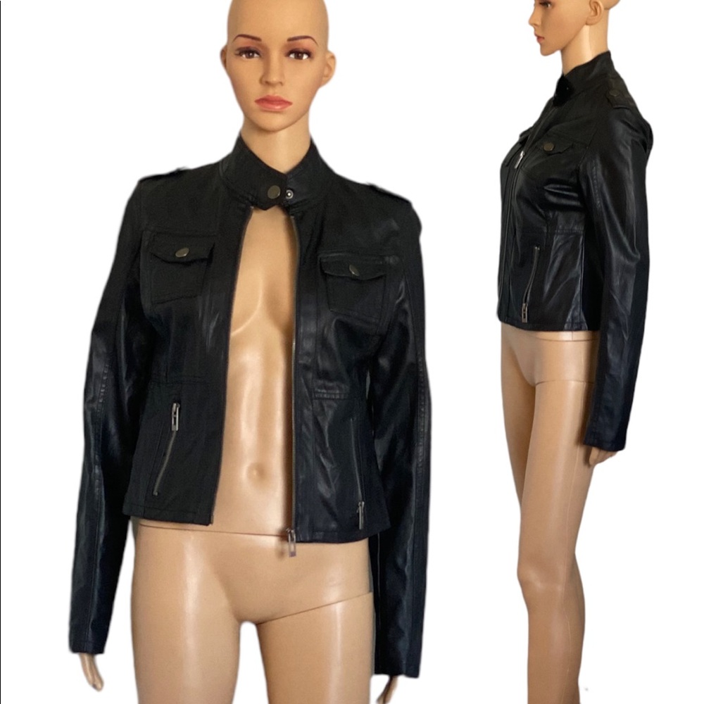 Faux leather moto jacket, black size S